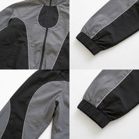 Ensemble de jogging 2 pièces vintage délavé à l'acide, coupe-vent imperméable, sweat à capuche et pantalon taille haute élastique, en nylon ample, grande taille