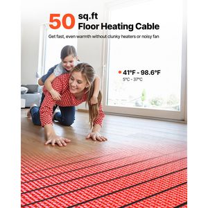 Sistema di Riscaldamento Elettrico a Pavimento Radiante da 50 Piedi Quadrati 120V con Controllo Intelligente e Membrana di Disaccoppiamento, Tappetino Riscaldante Elettrico da 50 Piedi Quadrati - Product Image 2