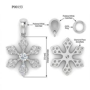 Pendentifs de Noël en forme de flocon de neige, prix d'usine, or blanc 18 carats, diamant naturel à 100%, coupe brillante classique, charme fin - Product Image 5