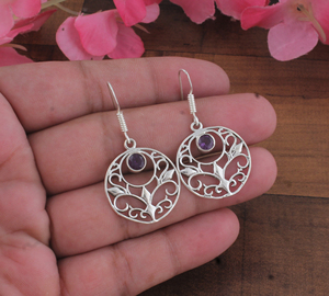 Boucles d'oreilles pendantes de luxe en turquoise naturelle, en argent sterling 925, filigrane ajouré, style bohème, bijoux cadeau - Product Image 2