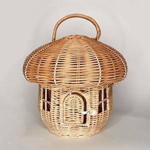 Accesorios para bebés, bolsos de juguete de ratán natural, cestas de almacenamiento para niños, cestas con forma de casa de setas - Product Image 2