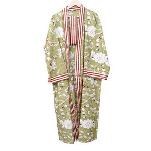 Kimono Ligero con Estampado Floral, Manga Larga, Cuello en V, Cierre con Cinturón, Transpirable, 100% Algodón, Suave, Ropa Casual - Product Image 5