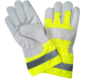 Gants de travail extérieurs réfléchissants confortables, style tendance, en peau de chèvre/mouton pour la protection des mains et des bras - Product Image 1