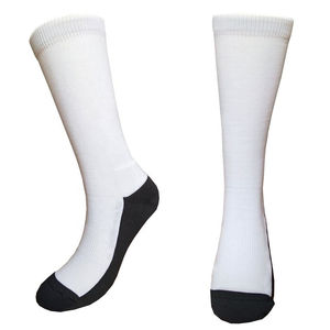 Men's <b>White</b> Crew Socks With Black Toe And <b>Heel</b> Knitted Cotton Breathable Solid Color Regular Fit Summer Sports Socks Wholesale U - Product Image 2