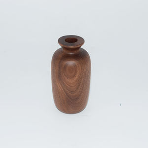 แจกันดอกไม้ไม้วอลนัท แจกันไม้แกะสลักสีน้ำตาลสำหรับตกแต่งบ้าน - Product Image 4