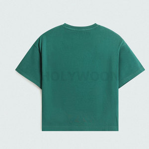 T-shirt en coton coupe ajustée à manches courtes, haut basique décontracté pour femme, en coton épais - Product Image 2
