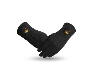 Gants en coton noir pour chevaliers templiers, patch rond, fabricant OEM ODM en gros - Product Image 1