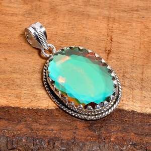 Colgante de cuarzo místico, plata de ley 925, piedra preciosa arcoíris, collar hecho a mano, joyería bohemia, regalo para mujer - Product Image 5