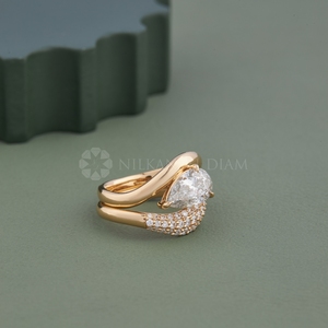 Trendy Design Pear Cut Curve Diamond <b>Ring</b> Lab Grown Diamond <b>Ring</b> with IGI Certified & VVS Clarity from <b>Indian</b> Supplier - Product Image 3