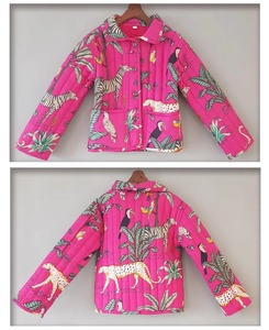 Veste matelassée réversible en coton pour filles, imprimé animal, poche, manches longues, col rabattu, multi-saisons - Product Image 5
