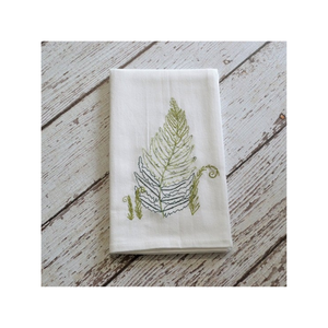 White Green Leaves Eco Friendly Cotton Kitchen <b>Towel</b> 40x60 Cm 300 GSM GOTS Certified Absorbent Breathable Quick Dry Fabric - Product Image 2