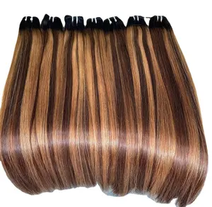 Donor Straight Machine Weft and bulk hair equal tip Natural Color Vietnam Supplier Wholesale