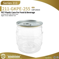 Boîte en plastique PET personnalisée de 255ml 260ml 375ml 395ml avec couvercle à ouverture facile Pot transparent en PET pour emballage alimentaire de noix biscuits dessert