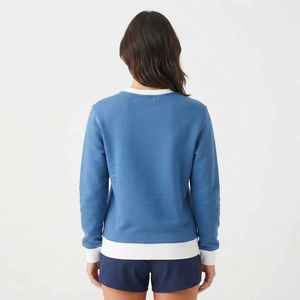 Sweat-shirt pour femme à col rond, bleu, en coton et fibre de bambou, tricoté, respirant, coupe classique, pour l'automne - Product Image 2
