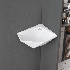 Lavabo mural en céramique moderne pour salle de bain avec robinet monotrou, écologique, facile à nettoyer, capacité de 9 L, pour hôtel et appartement - Product Image 2