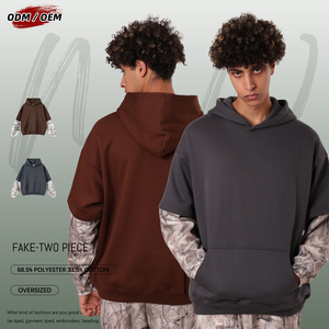 Vintage Oversized Camouflage Two-Piece Pullover Hoodie Winter Streetwear with Digital Printing Lined Zippered up Casual Style - Product Image 1