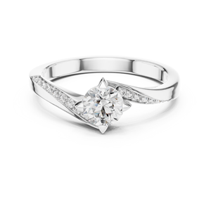 Diamante Clásico Cultivado en Laboratorio, Corte Brillante, Oro Blanco Sólido de 18 Quilates, Chapado en Rodio, Anillo de Compromiso para Mujer, Regalo de San Valentín, para Eventos Glamurosos, Uso Diario - Product Image 1