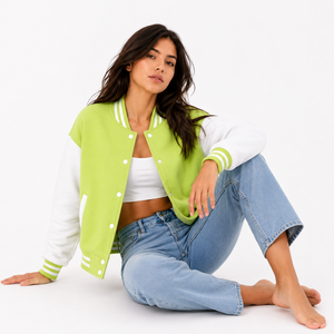 stylish <b>varsity</b> <b>jacket</b> for women featuring soft fabric a relaxed fit and fashionable details for comfortable everyday wear - Product Image 6