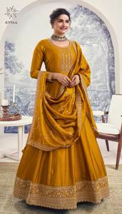 Moda India de Tendencia para Mujer, Kurti Anarkali Largo de Seda Banglory con Bordado, Vestido con Dupatta, Traje para Bodas y Fiestas - Product Image 3