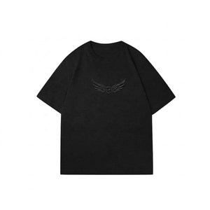 T-shirt en coton noir uni à col rond et manches courtes pour homme, coupe classique, style décontracté, tricot jersey, design uni - Product Image 2