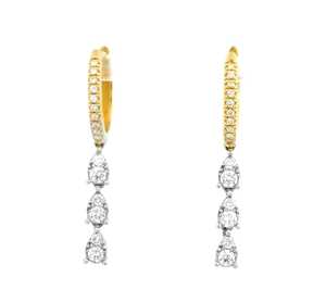 Teardrop Lab Grown Diamond Hoop Earrings 10K 14K 18K <b>Solid</b> Real <b>Gold</b> Prong Set Dangle Drop Luxury <b>Huggies</b> Manufacturer Wholesale - Product Image 1