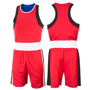 Ensemble de boxe rouge et blanc en polyester, débardeur et short, vêtements d'entraînement toutes saisons, coupe confortable - Product Image 6