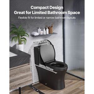 Monopezzo a vortice allungato doppio sciacquone 1.0/1.28 GPF comodo sedile da bagno Design con gonna da 12 pollici - Product Image 3