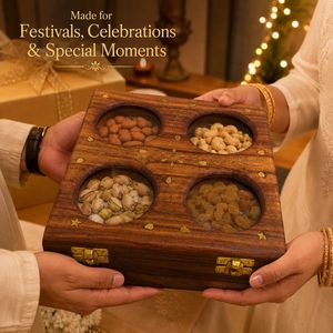 Caja de madera para refrigerios con cuatro compartimentos, diseño tallado, regalo tradicional para boda - Product Image 4
