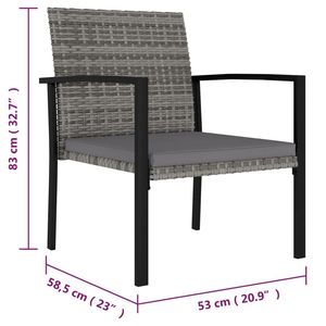 Poly Rattan Patio Chairs Gray Aluminum <b>Frame</b> Outdoor Garden Furniture Contemporary Design Durable Polyester Cushion - Product Image 6