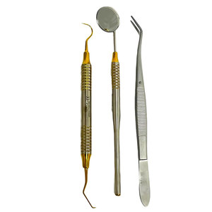 Kit dentaire de haute qualité avec poignées moletées, miroir et sonde incurvée pour les soins bucco-dentaires quotidiens - Product Image 1