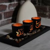 Porte-bougies et lanternes décoratifs en métal avec texte personnalisé pour la décoration de la maison au Ramadan, l'Aïd, Noël et Pâques - Faits à la main