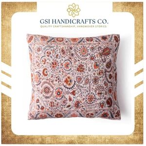 Bohemian Floral Embroidered Square <b>Throw</b> <b>Pillow</b> Cover Removable Washable Textile Decorative Cushion For Bulk Supply - Product Image 2
