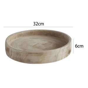 Round Wooden Serving Tray Organizer Rustic Serving Platter for <b>Kitchen</b> Counter Coffee Table Home <b>Decor</b> - Product Image 2