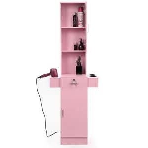 Supporto rosa barbiere stazione acconciatura per capelli porta in vetro a 3 livelli ripiano armadio cassetto asciugatrice porta attrezzi salone Spa bellezza - Product Image 6