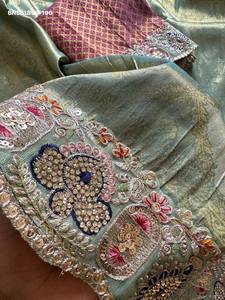 Sari en soie douce de qualité supérieure avec tissage jacquard intégré et bordure à motifs Zarkan-Multi Cording Sequence – Ensemble de mode féminine - Product Image 6