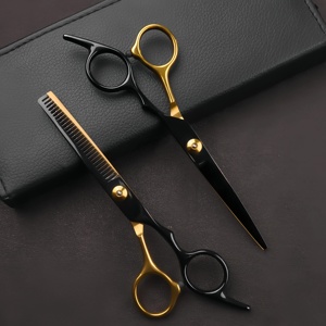 Kit de barbier professionnel 3 pièces comprenant des ciseaux à effiler, des ciseaux à lame de rasoir et un rasoir de coiffure - Product Image 4