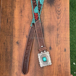 Cinturón de cuero genuino con hebilla de piedra turquesa OEM, accesorio de moda de gama alta ajustable informal de lujo para hombres - Product Image 6