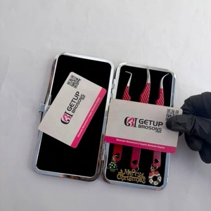 Juego de Pinzas para Pestañas Getup Brosons, Acero Inoxidable, Estuche de Precisión Antimagnético, Agarre Perfecto, Diseño de Dijes Navideños con Logotipo Personalizado - Product Image 3