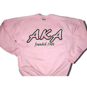 Sweat-shirt à col rond vert avec logo imprimé rose sur le devant, fabriqué sur mesure pour les femmes, Alpha Kappa Alpha 1908 - Product Image 1