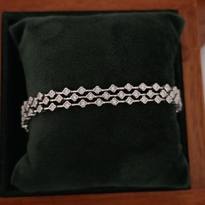 Pulsera de tenis de diamantes de varias filas con acabado en rodio, diseño geométrico, romántica, elegante, joyería para mujer, regalo - Product Image 1
