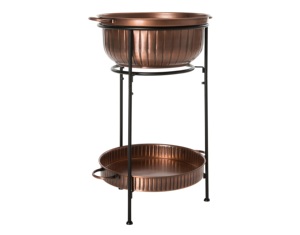 Double Tier Corrugated Copper Metal Wine And Beer Chiller <b>Stand</b> Floor Standing Copper <b>Drink</b> Basin With Storage Shelf Outdoor - Product Image 1