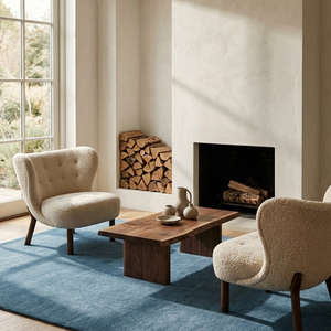Alfombra Exclusiva de Lana Tejida a Mano, Color Azul Claro Sólido, Diseño Geométrico, Antideslizante, Moderna y Minimalista, para Sala de Estar o Dormitorio - Product Image 4
