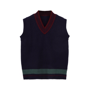 Suéter de punto para hombre, azul oscuro, con cuello en V, con capucha, antipilling, manga regular, ribete acanalado en contraste, lana, otoño - Product Image 4