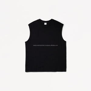 Camiseta personalizable transpirable sin mangas con cuello redondo de algodón suave 100% para hombre - Product Image 5