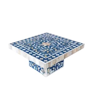 Élégant support à gâteau en nacre, magnifique plateau carré haut en mosaïque de coquillages pour la restauration haut de gamme et les buffets d'hôtels - Product Image 2