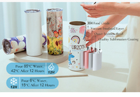 Bouteille d'eau à double paroi vierge pour sublimation, 20 oz, en acier inoxydable blanc, avec paille, pour la Saint-Valentin