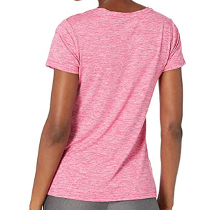 Women's Space Dye V-Neck Athletic T-Shirt Moisture-Wicking Short Sleeve Gym Yoga Workout <b>Top</b> Wholesale OEM Multi-Color - Product Image 3