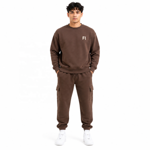 Sudadera con capucha extragrande personalizada para hombre, cuello redondo, manga regular, felpa francesa, conjunto casual de chándal y jogger B2B USA - Product Image 1