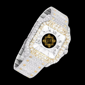 Premium Square Dial Moissanite <b>Skeleton</b> Diamond <b>Watch</b> Durable Stainless Steel Body Iced Dial Glass 20mm Band Fashion Style Wear - Product Image 1