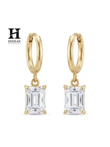 Emerald Cut Diamond Drop <b>Earrings</b> – 14k Gold with Certified Diamonds – <b>Fine</b> Jewelry Manufacturer - Product Image 2